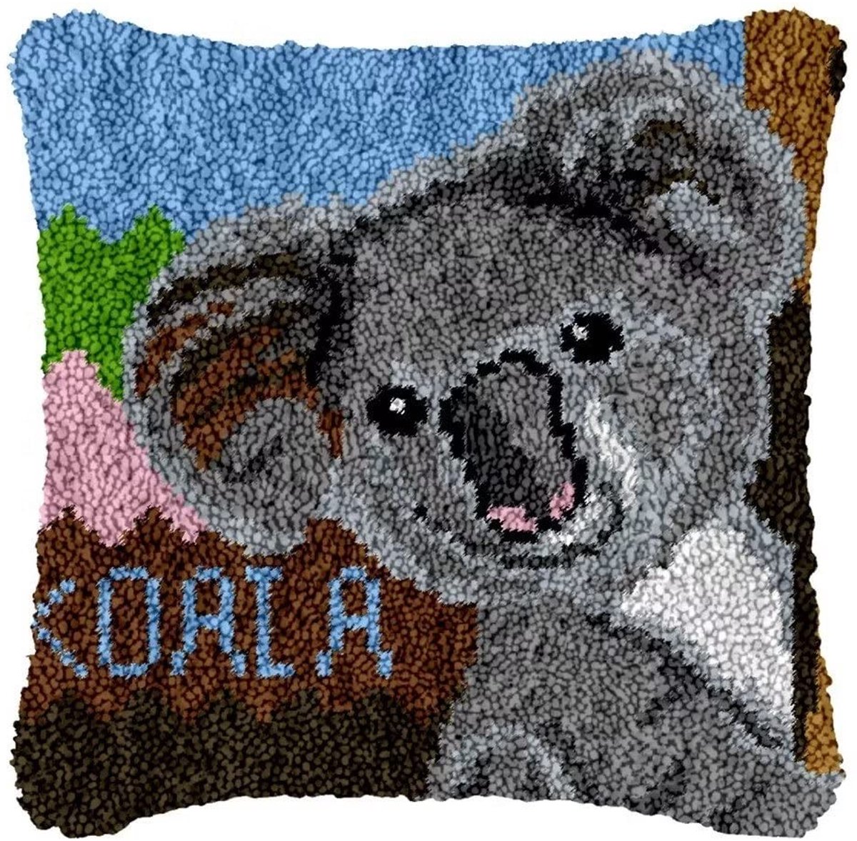 Omgoods - DIY Geknoopt Tapijt Set met Kussenovertrek (Koala)