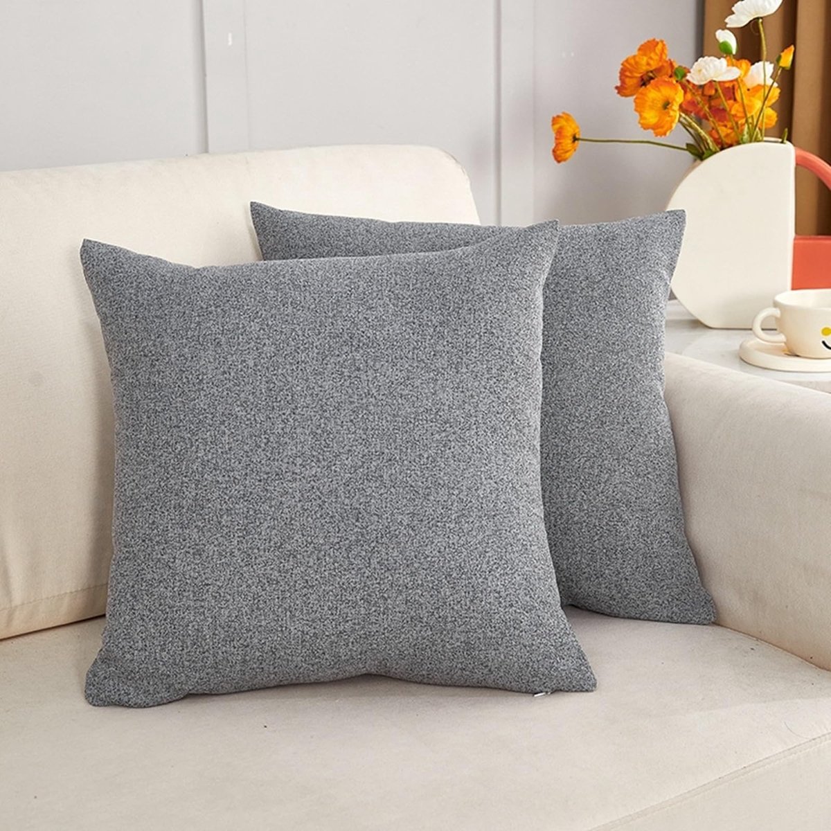 Omgoods - Set van 2 Grijze Kussenhoezen 45 x 45 cm voor Kerstdecoratie