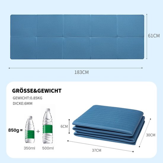 Omgoods - Vouwbare Yoga Mat - Antislip Fitness Mat - Lichtgewicht Gymnastiek Mat voor Thuis en Op Reis van Omgoods — afbeelding 5