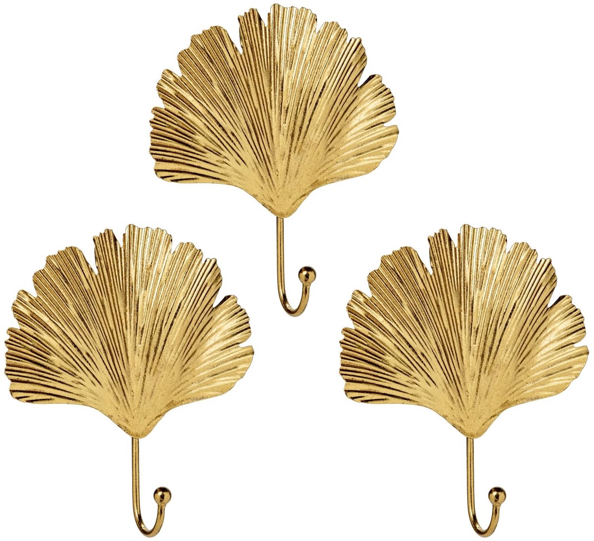 Omgoods - Set van 3 Decoratieve Wandhaken in Ginkgo Biloba Vorm