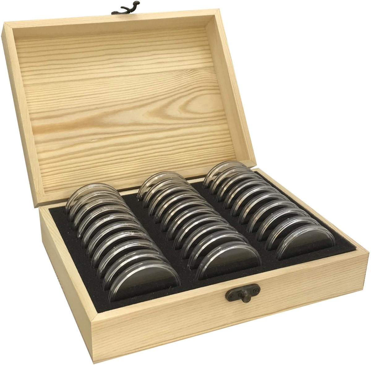 Omgoods - Set van 30 Houten Muntopbergdozen met Verstelbare Inrichting