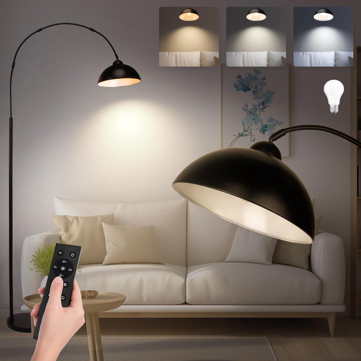 Omgoods - Elegante Dimbare Vloerlamp met Swivel Lampenkap