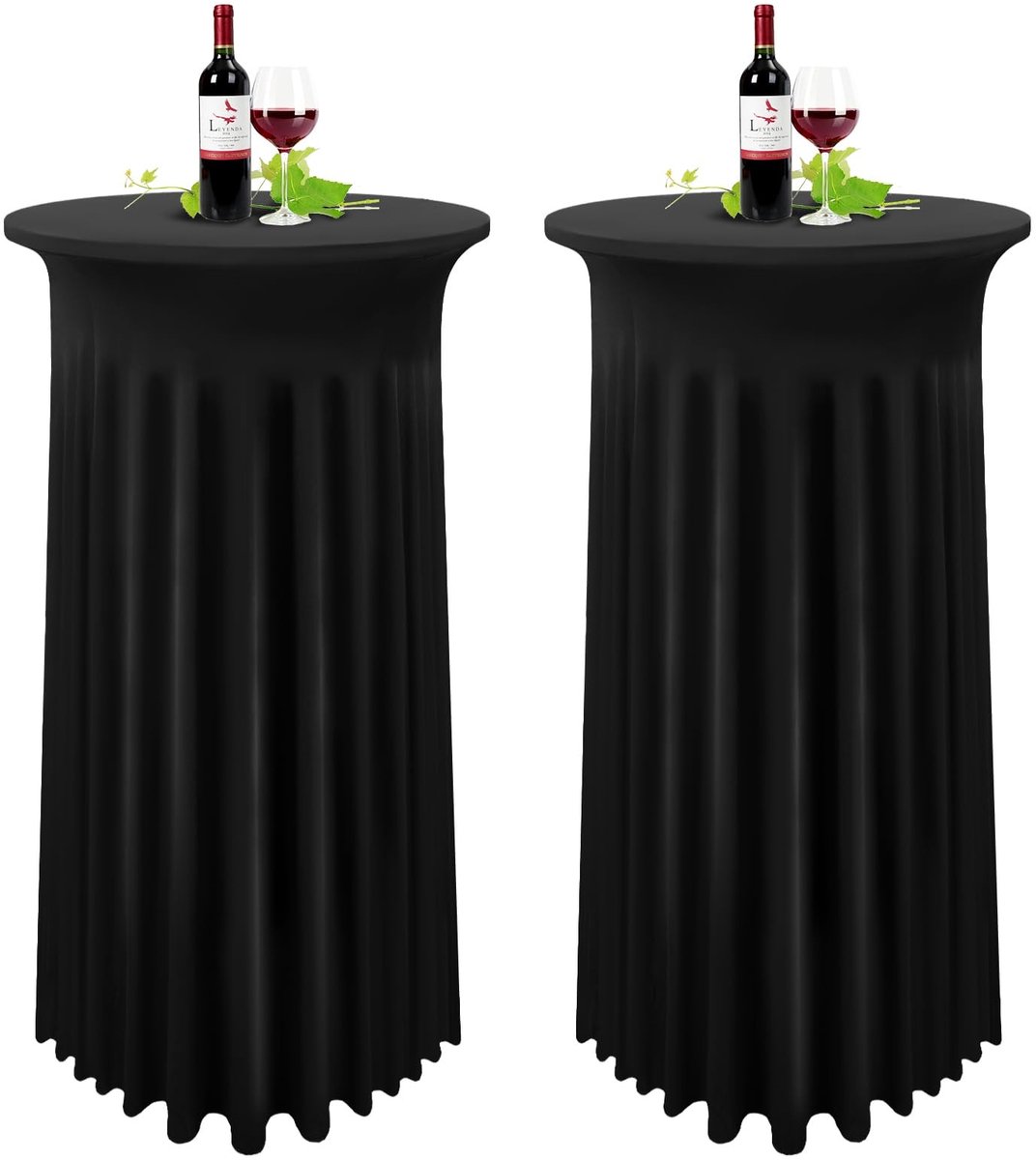 Omgoods - 2 Stuks Zwart Cocktail Spandex Tafelkleed Met Rok Voor Evenementen