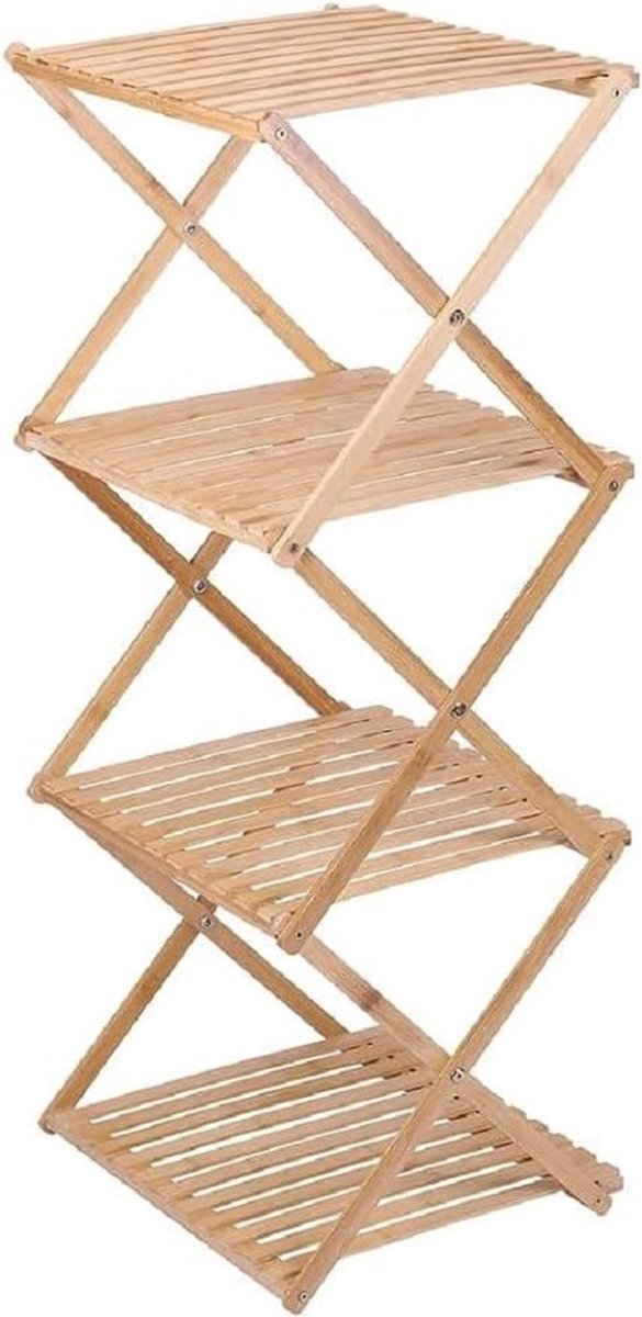 Omgoods - Badkamerplank - 4-Laags Vouwbaar - 40x33.5x93.5 cm - Bamboe