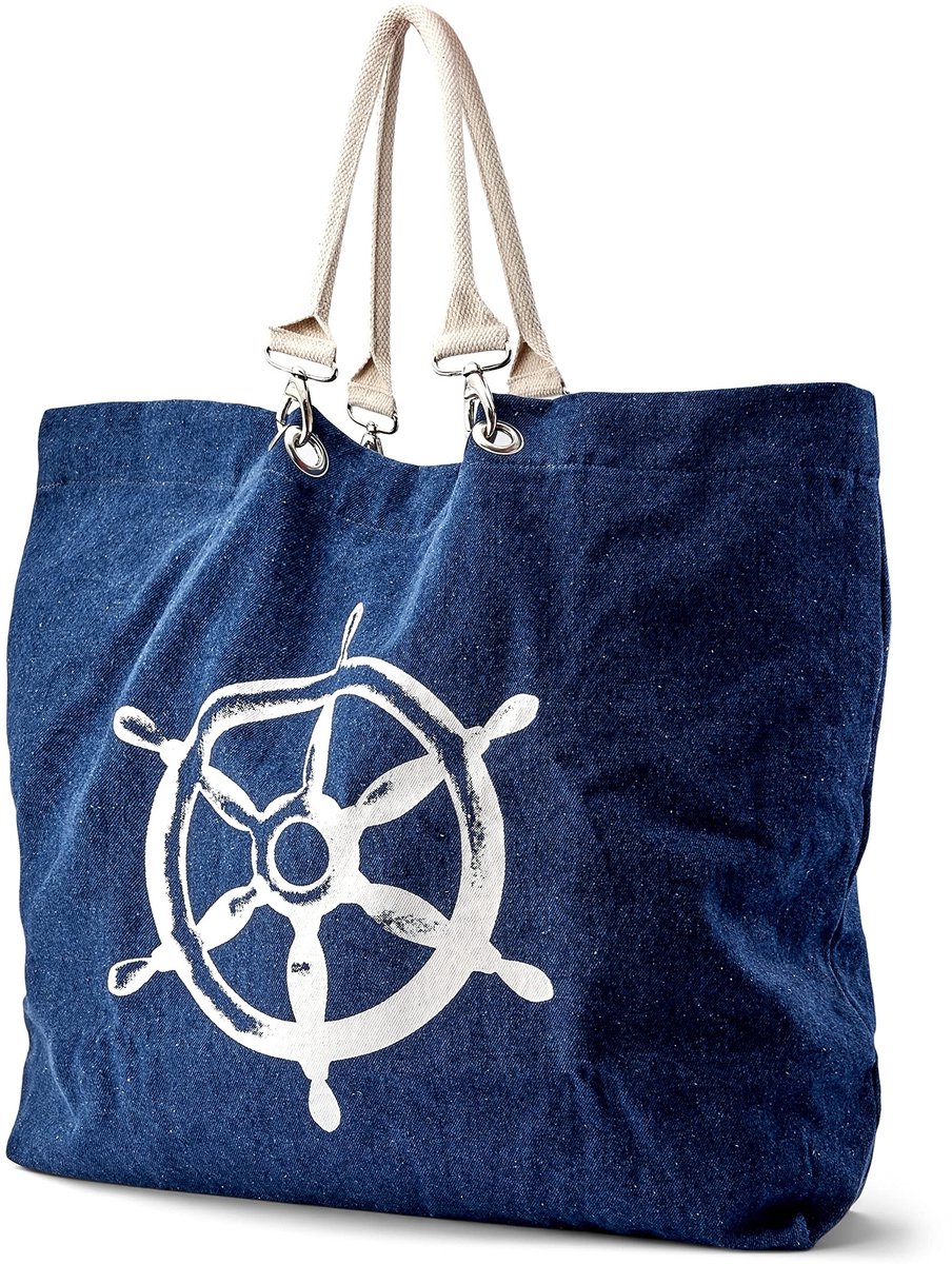 Omgoods - Maritieme Denim Shopping Bag met Ankerprint