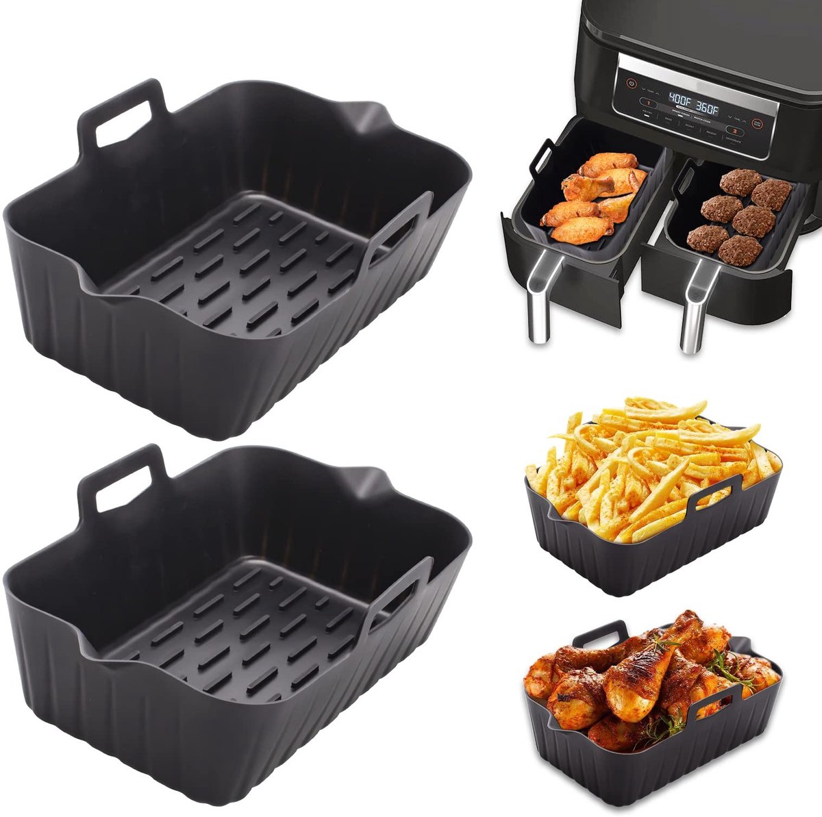 Omgoods - Silicone Air Fryer Mould 2 Stuks voor Gezond Koken