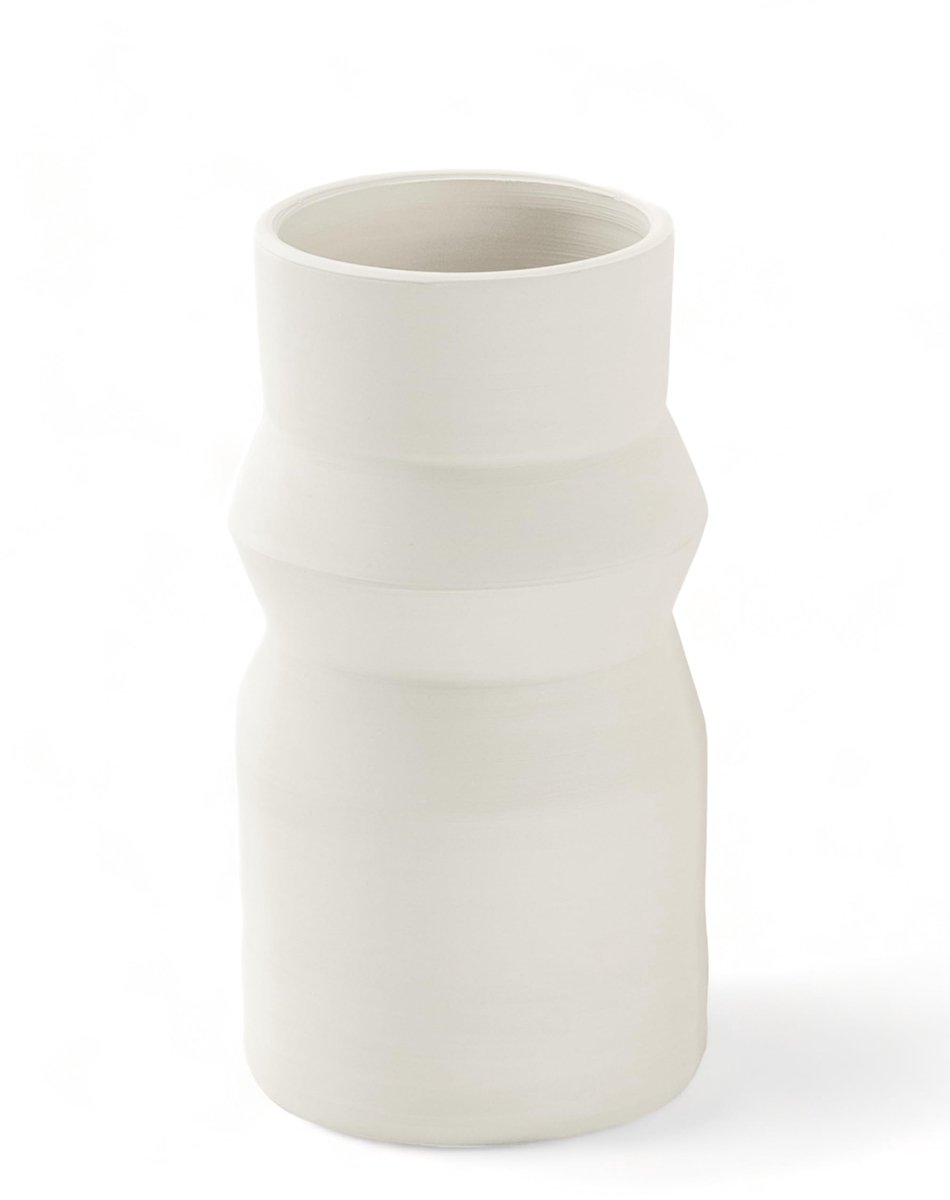 Omgoods - Handgemaakte Witte Keramische Vaas voor Drogen Bloemen (20 cm)