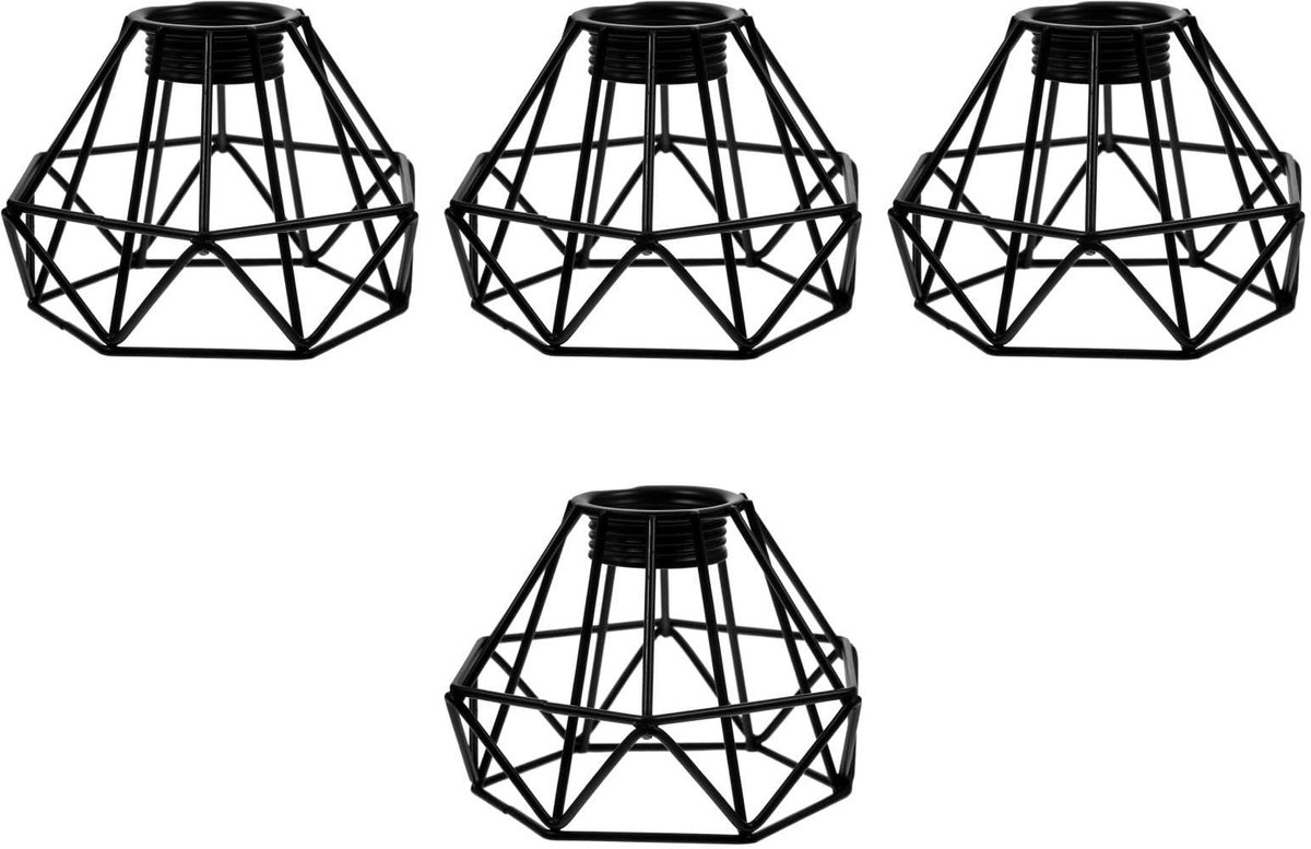 Omgoods - Vintage IJzeren Lampenkap - Holle Diamantvorm - Retro Chandelier Lamp 24 x 25 x 26 cm