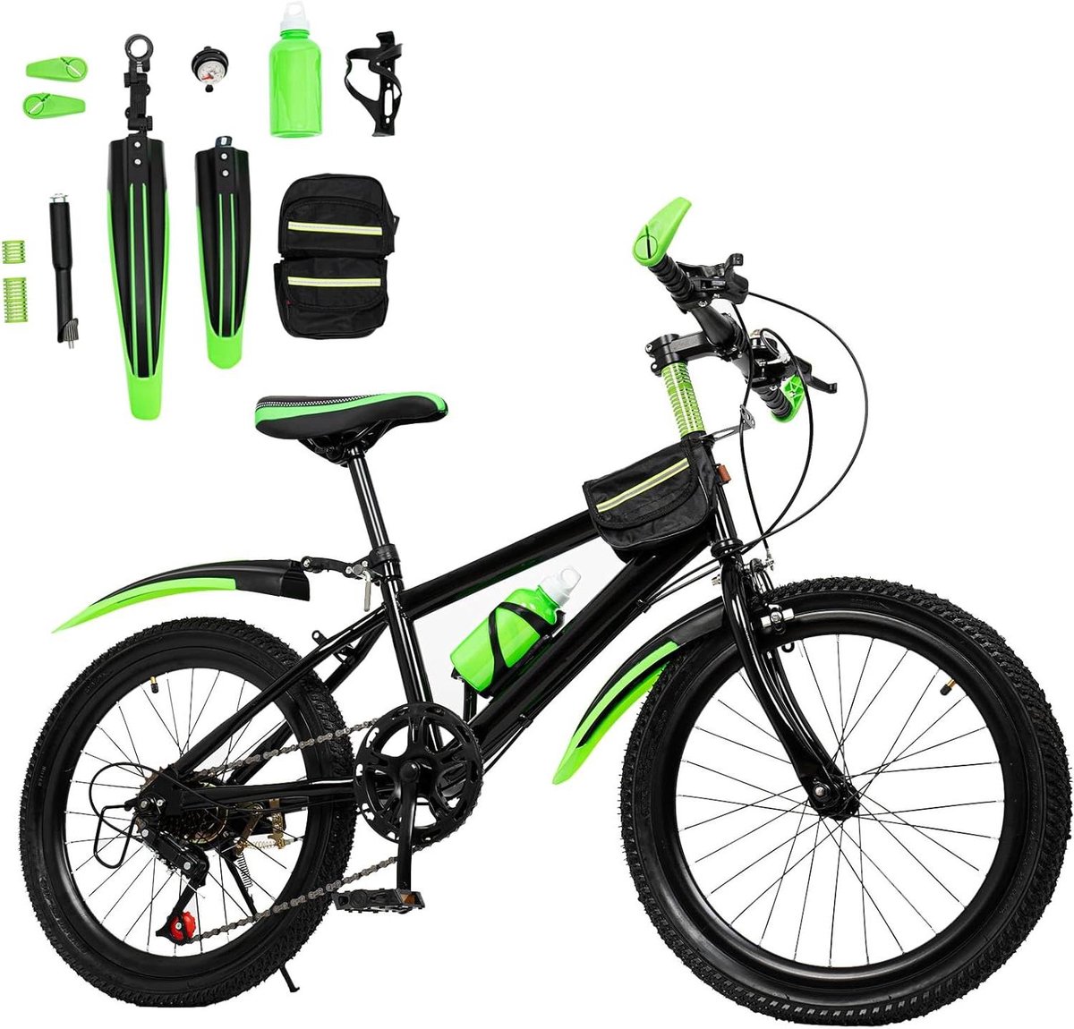 Kinderfiets 20 Inch Jongensfiets Mountainbike Buiten Fietsen Stevig Carbon Frame 20 Inch Groen