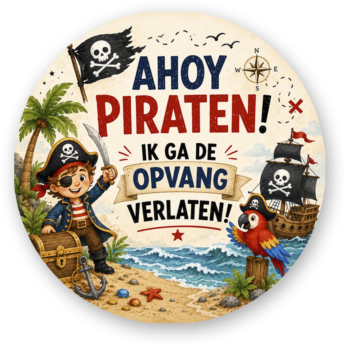 25x Traktatiestickers Ahoy Piraten – Ik ga de opvang verlaten
