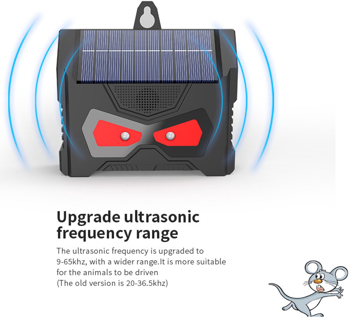 Zonne-energie Dierenverjager met Ultrasoon Geluid – Waterdichte Tuin Ongedierteverdrijver met LED Flitslicht