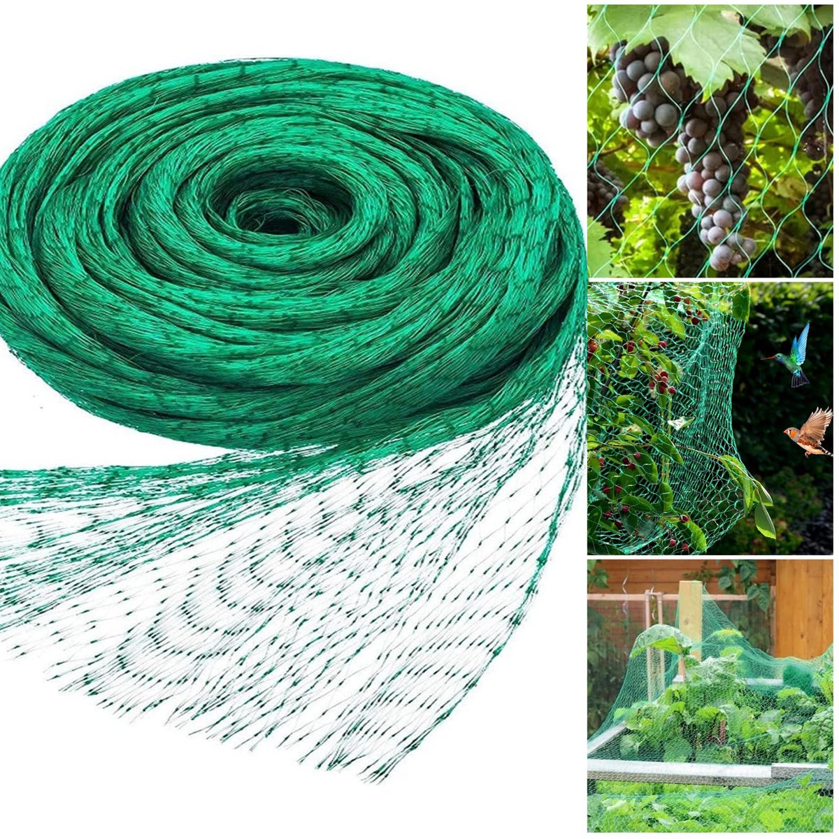 Vogelnet Groen - 4 x 6 m Anti-Vogel Net - Beschermingsnet voor Planten, Vijvers, Moestuinen, Bloemen, Struiken en Fruitbomen