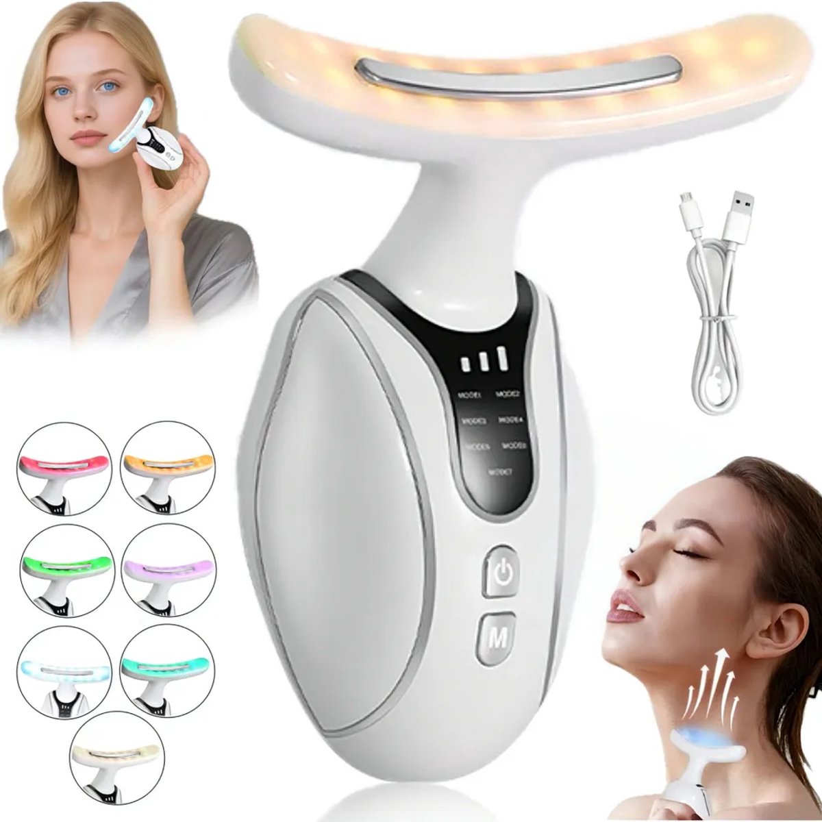Massageapparaten, gezichtsmassageapparaten, apparaten voor het verstevigen van nek en gezicht, elektrische gezichtsverzorgingsapparaten met drie standen, antirimpelapparaten, nekmassageapparaten van 45℃