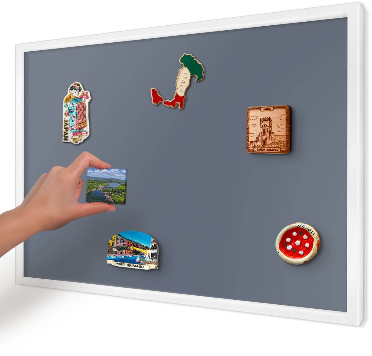 Artprintcave Marine Magneetbord mit Witte Lijst - 60x40 cm - Koelgrijs Magnetisch Bord Voor Magneten - Minimalist Magnetisch Bord - Achtergronden En Patronen