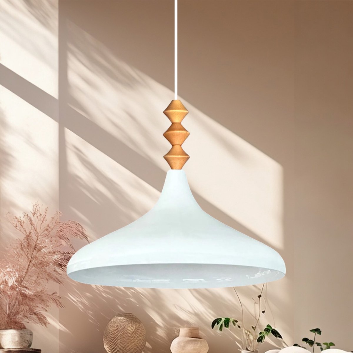 Bamyum Champion hanglamp, industriële Modern stijl, Ø35 cm, wit metalen lamp