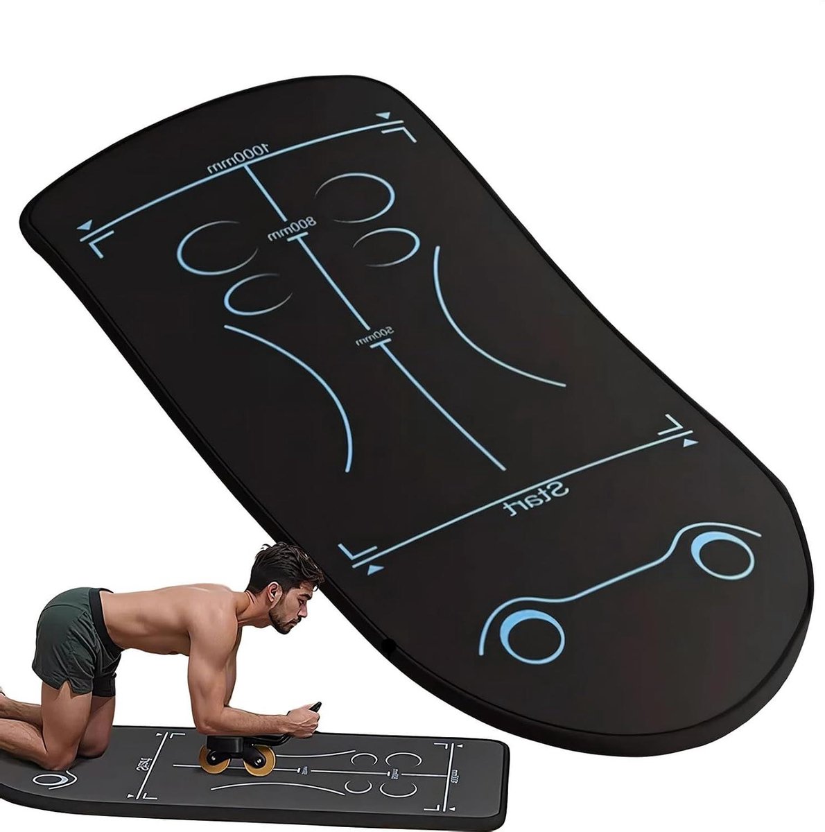 Ab Roller Mat - Fitness Kussen Oefenmat - Core Training - Antislip Stabiliteit - 175 x 61 cm - Meerkleurig