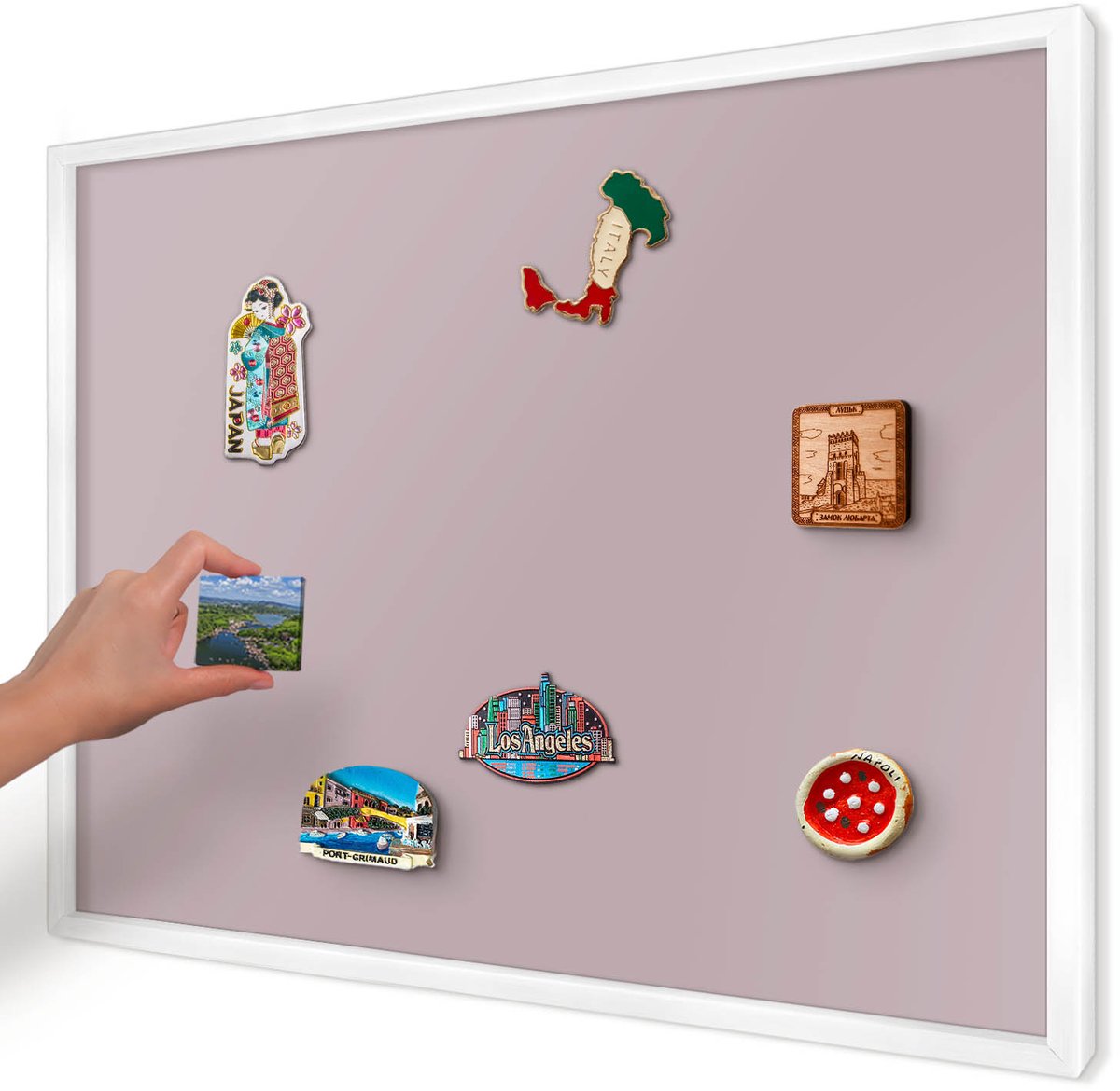 Artprintcave Roze Magneetbord mit Witte Lijst - 70x50 cm - Pastel Lila Notitiebord - Minimalist Wandbord Magnetisch - Achtergronden En Patronen