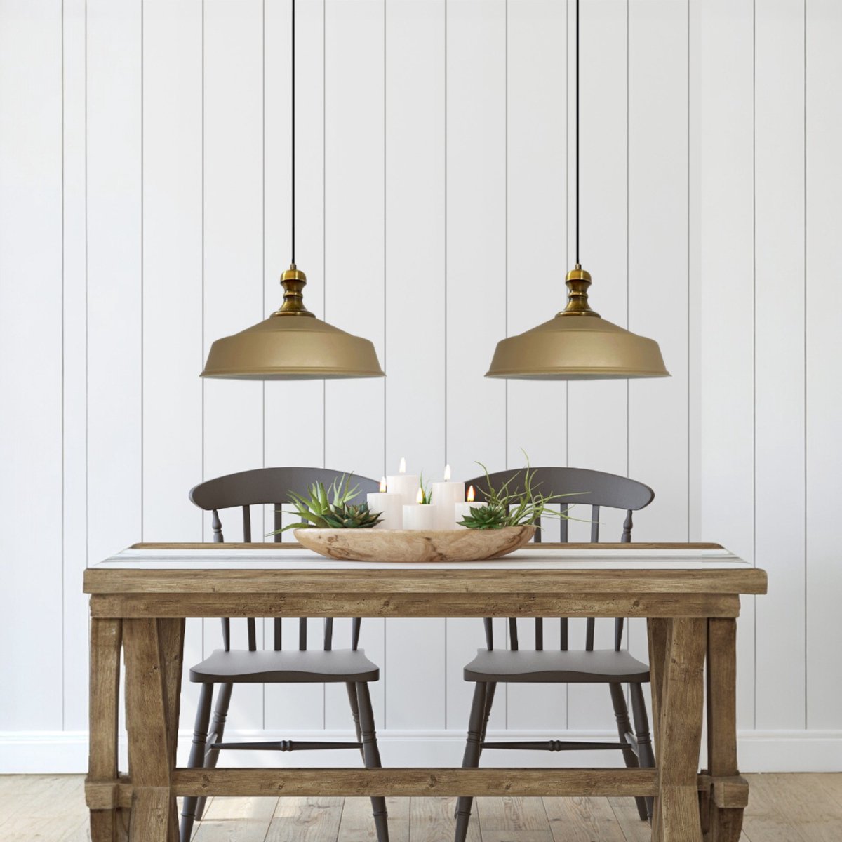 Bamyum Asletl hanglamp, industriële Modern stijl, Ø41 cm, beige metalen lamp