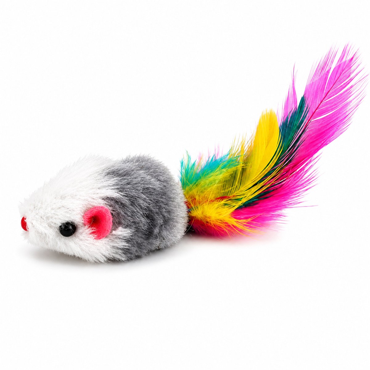 Pluche Speelmuis voor Katten – Kattenspeelgoed met Rammelaar – Speelmuis – Interactief Katten Speeltje – Zachte Pluche Muis – 1 Stuk