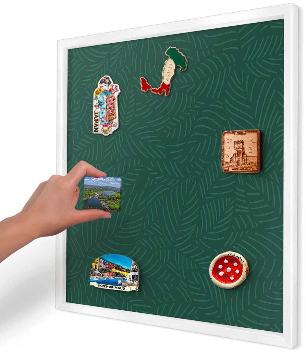 Artprintcave Groente Magneetbord mit Witte Lijst - 50x50 cm - Groene Bladeren Memobord Keuken - Modern Magnetisch Bord Voor Magneten - Achtergronden En Patronen