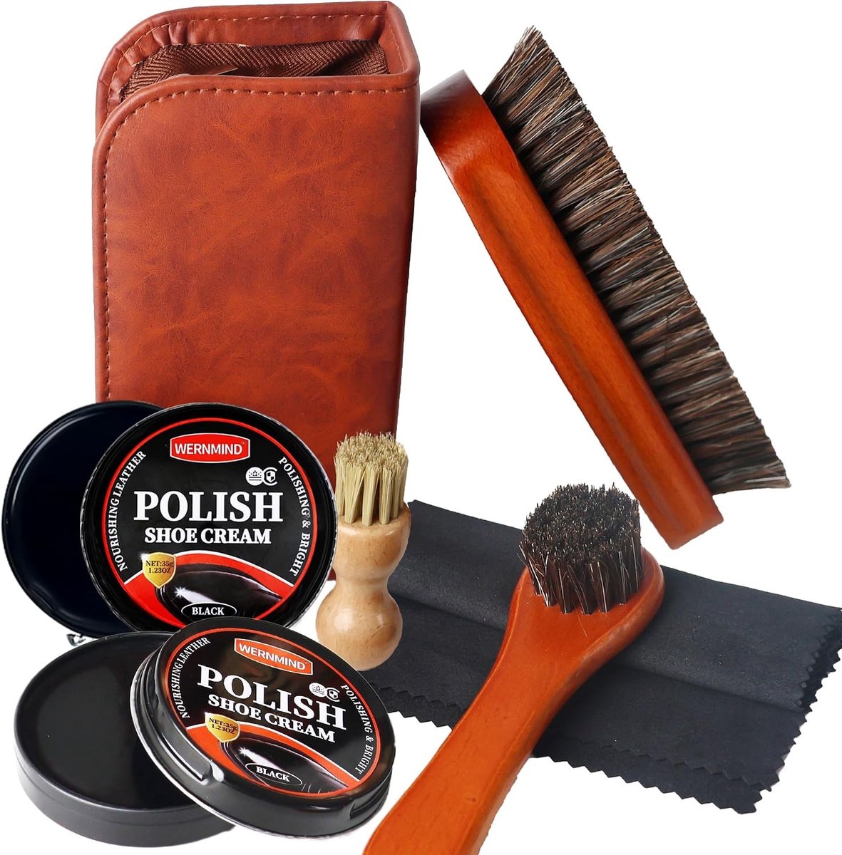 Schoenonderhoud Set - Zwarte Kleur - Schoensmeer en Leerreiniger - Compleet voor Leren Laarzen - Voor Dames en Heren
