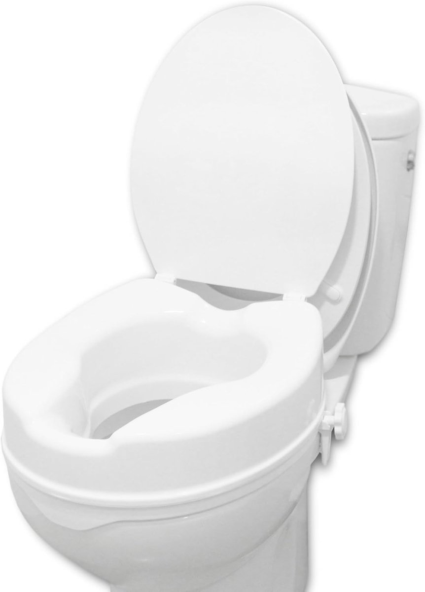 Toiletverhoger 10 cm - Wit - Comfortabele Verhoogde Toiletbril - Eenvoudige Installatie - Voor Ouderen en Personen met Beperkte Mobiliteit
