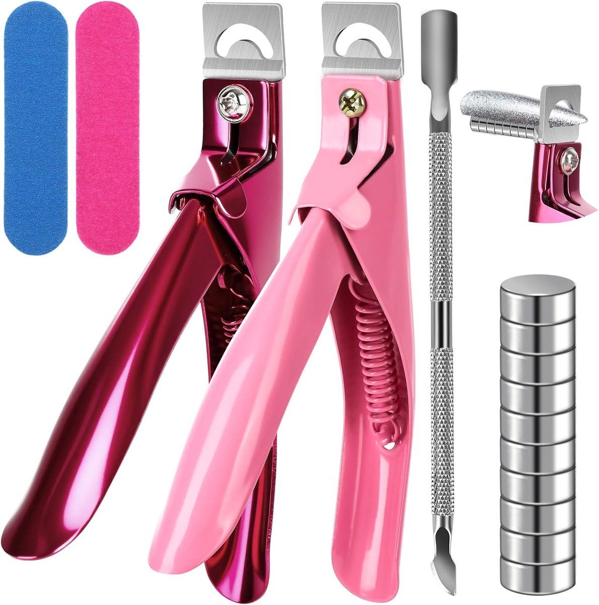 SnelShoppen - 2 Stuks Professionele Nagelknippers met 10 Magneten - RVS Nagelsnijder voor Kunstnagels, Acrylnagels, Gel Nagels, Vingernagels - Perfect