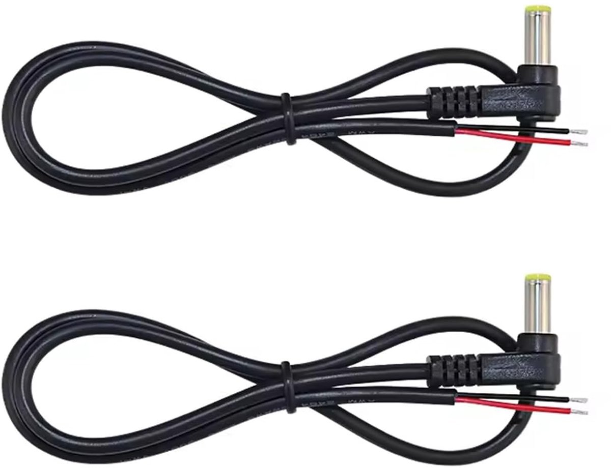 DC Extension Cable 1 m DC5521 5.5 x 2.1 mm Plug to 2 Wire Blank Cable, 90 Degree Angle Piece, 22 AWG, Open End, Power - ShopVlot