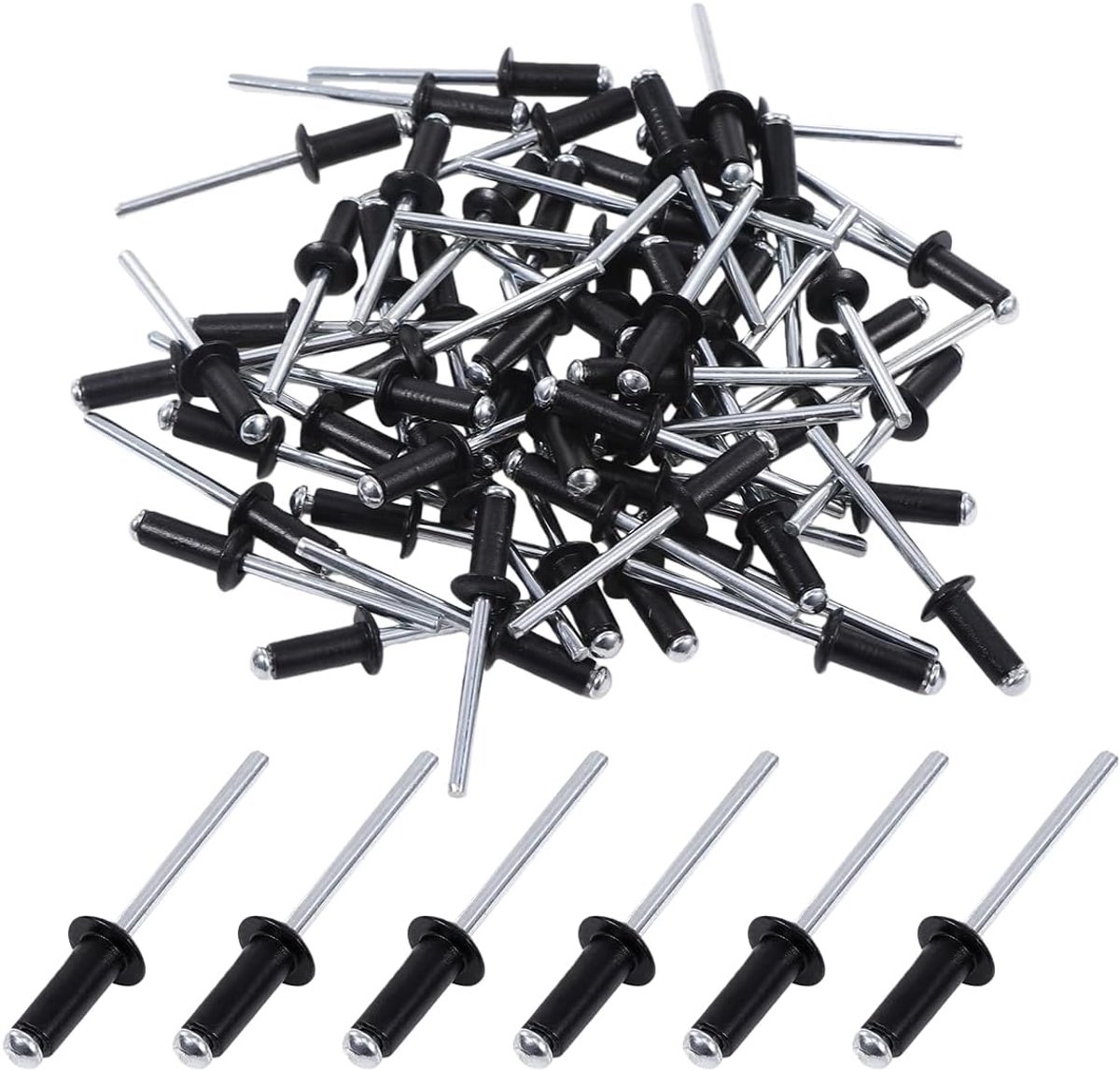 60 pieces aluminium blind rivets with large flange, blind rivets, industrial grade blind rivets, 60 pieces (black) - ShopVlot