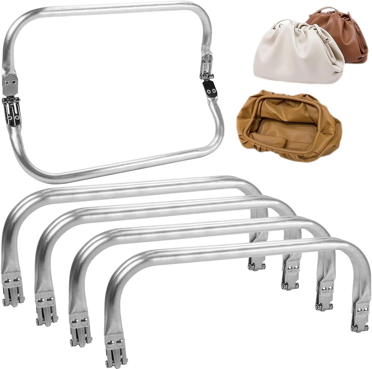 4pcs Hook Bag Clasps, 24x9cm Aluminum Bag Bracket Rectangular Frame, Bag Frame, Rectangular Clutch Frame for DIY Bag - ShopVlot