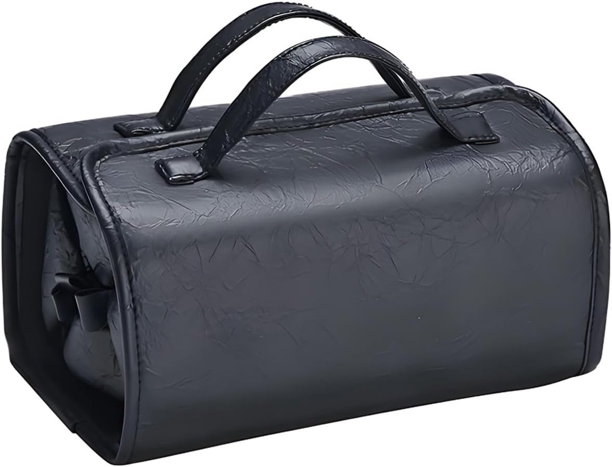 Foldable cosmetic bag, large capacity, portable cosmetic bag with 4 removable dividers for toiletries, ideal for - ShopVlot