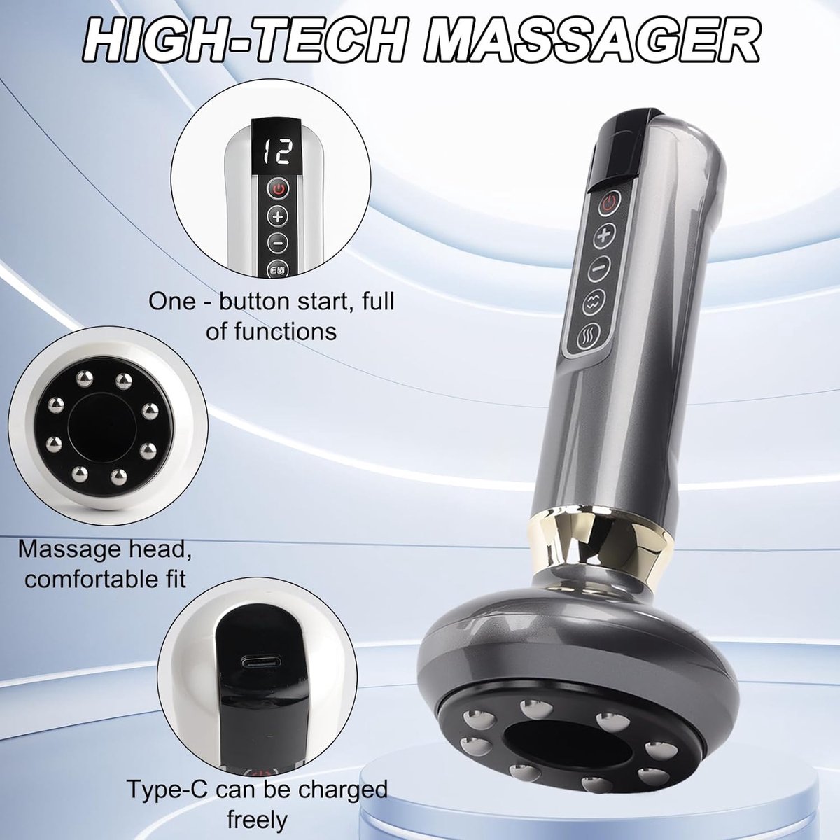 SnelShoppen - Waterretentie en therapie-apparaat tegen lymfoedeem - Cellulite massager met 3 functies: schrapen, scheren en masseren - Diepe weefselma