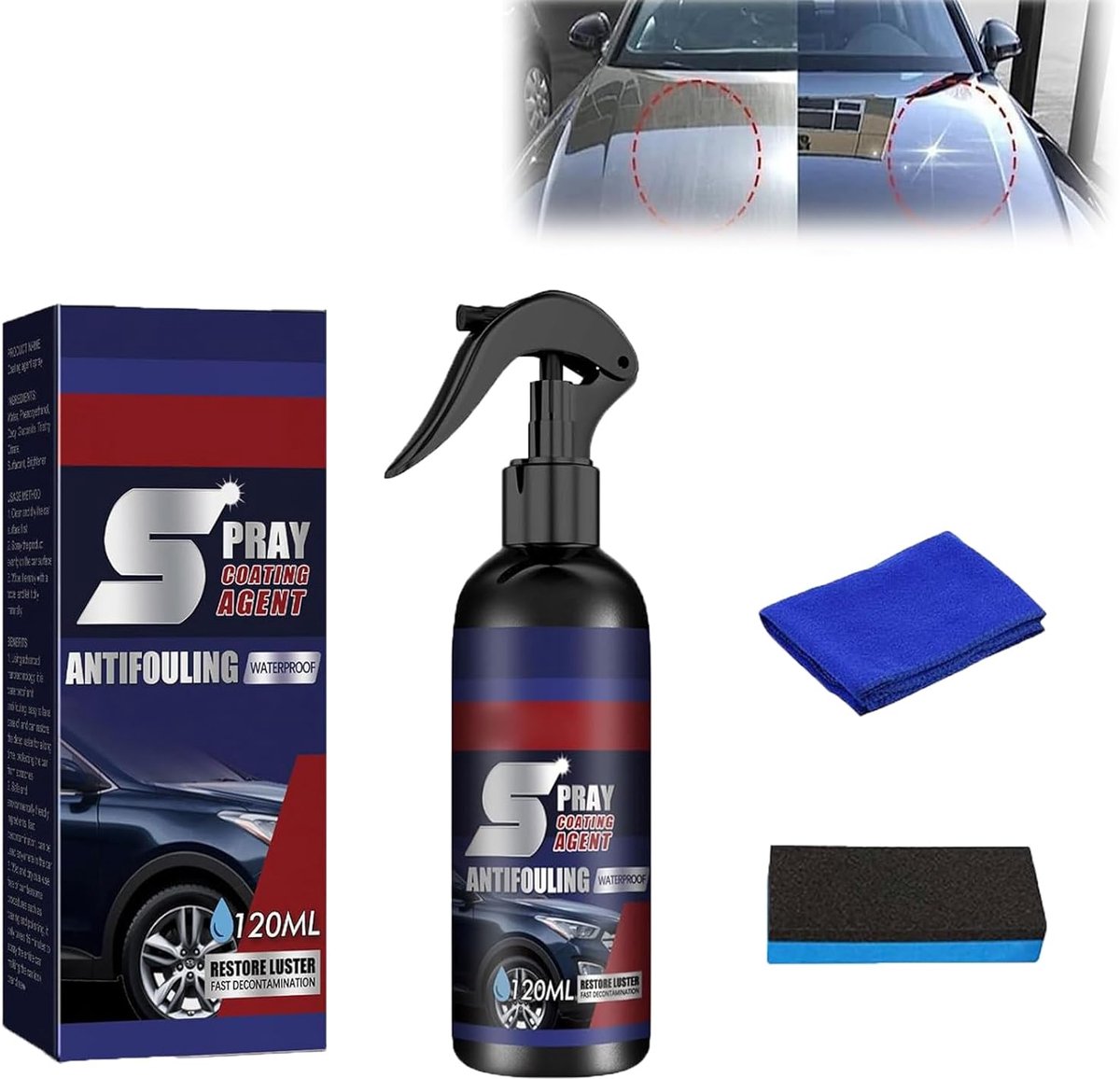 SnelShoppen - Polish Auto Krassen Verwijderaar, Hoge Bescherming Spray, Snelle Auto Coating Spray, 120ml, Duurzame Bescherming voor Auto Lak