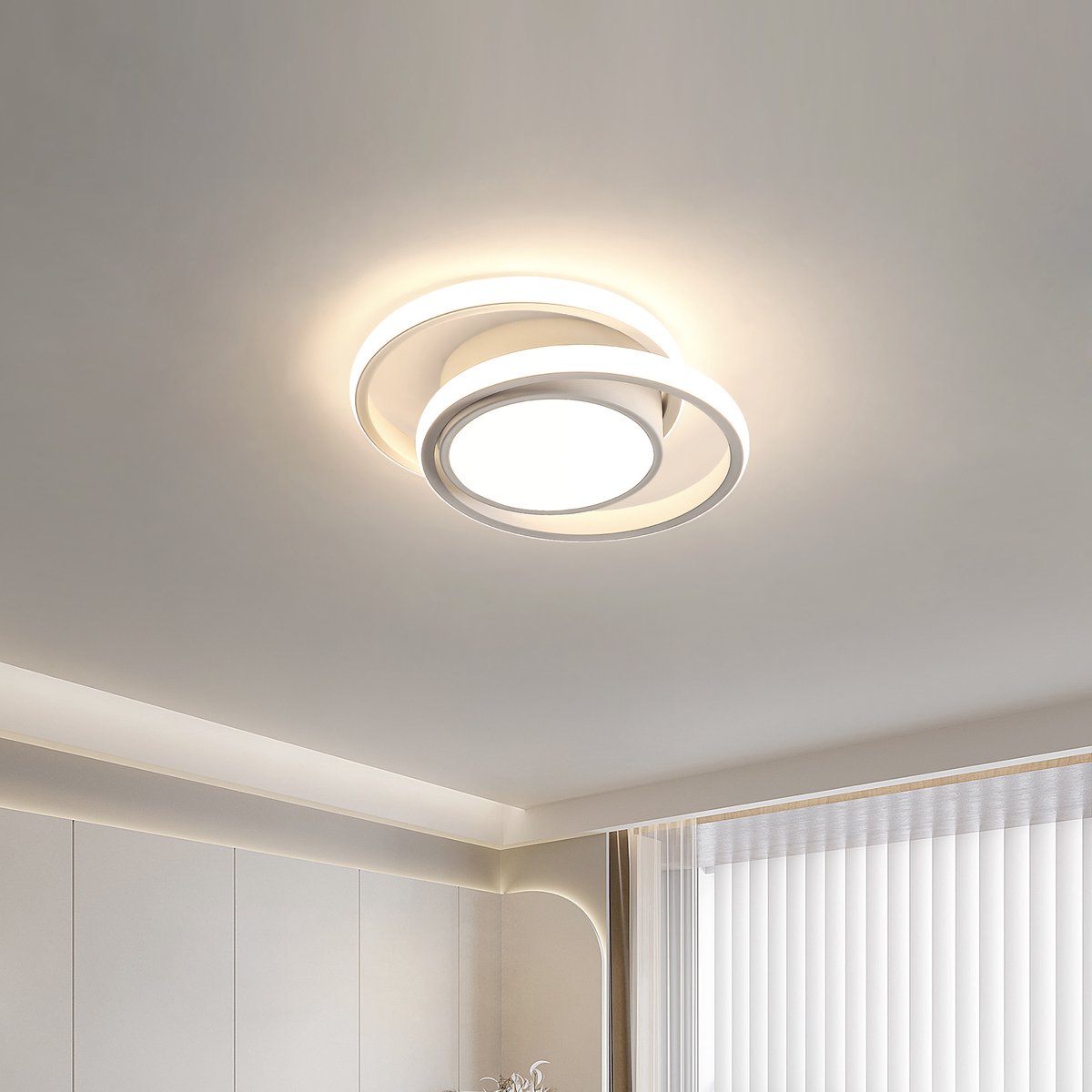 Riserva LED Plafondlamp Modern - Wit - 36W 4050lm - 4500K Neutraal Wit - 3-Rings Design - LED Plafondlamp voor Woonkamer, Slaapkamer en Keuken