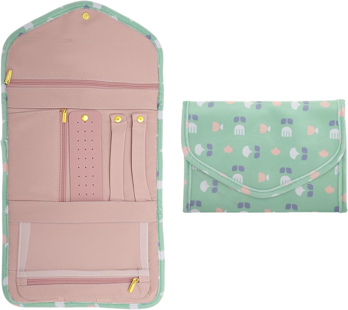 SnelShoppen - Travel Sieraden Organizer voor Ringen, Oorbellen, Kettingen en Horloges, Grote Groene Opbergaccessoires van Fluweel - Ideaal voor Reizen
