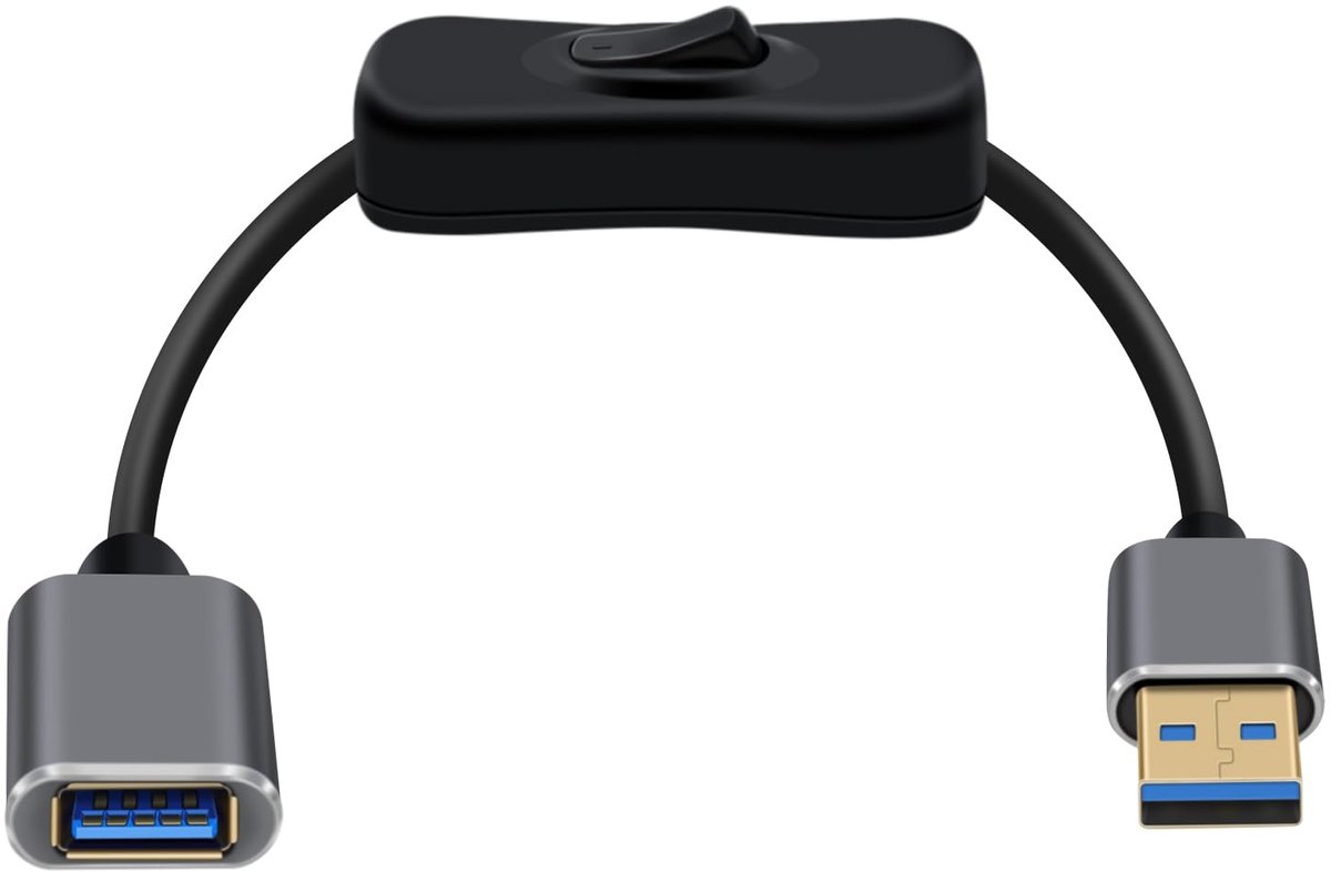 USB 3.0 verlengkabel 0.3m - met schakelaar - aluminium behuizing - snel gegevensoverdracht - ShopVlot