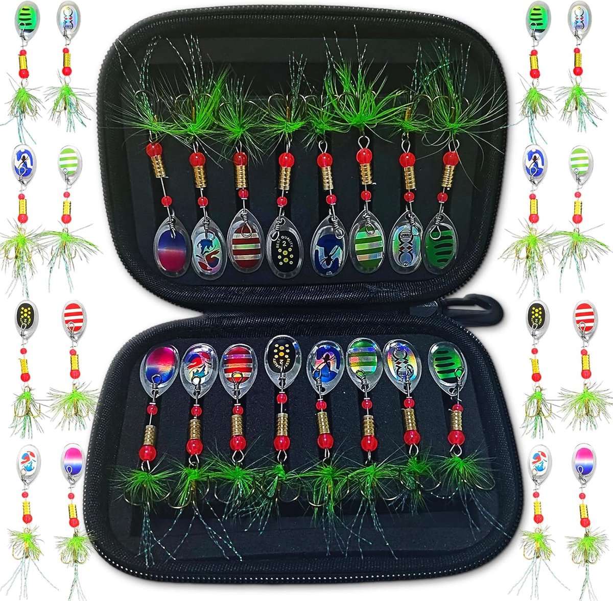 SnelShoppen - Trout Spoon Set 46 Stuks - Vissen Lures, 2g-5g Lepel Aas, Vissen Accessoires voor Snoek, Zander en Forel met Opbergdoos