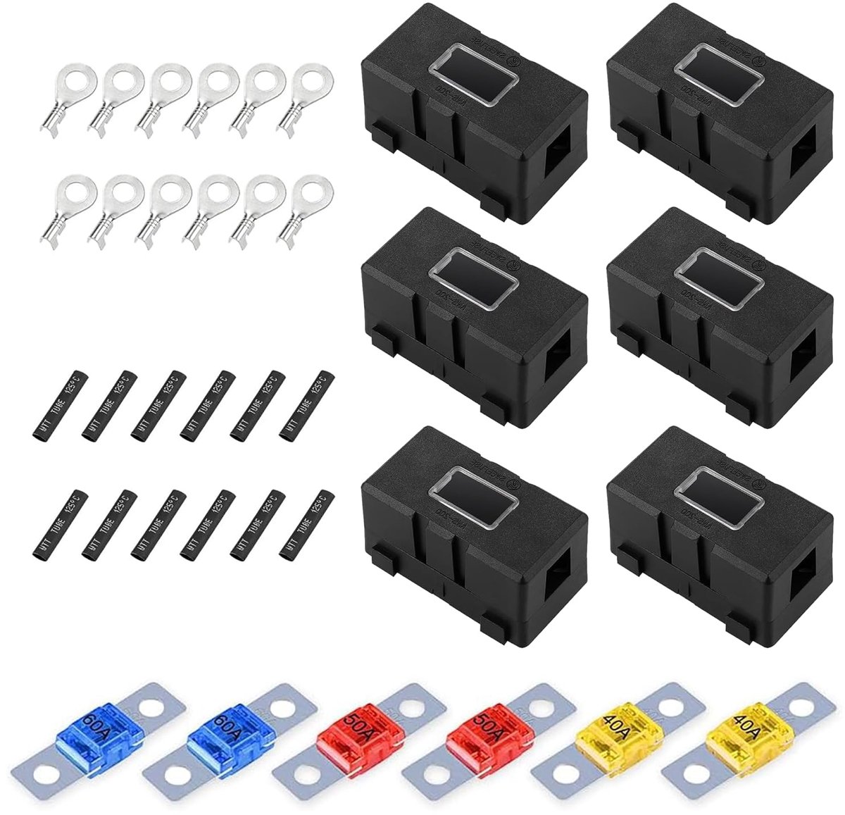 6pcs Midi Fuse Holders: Car Fuse Holder with 40A 50A 60A Mega Fuse High Current Fuse ANS for Car Truck Boat Caravan - ShopVlot