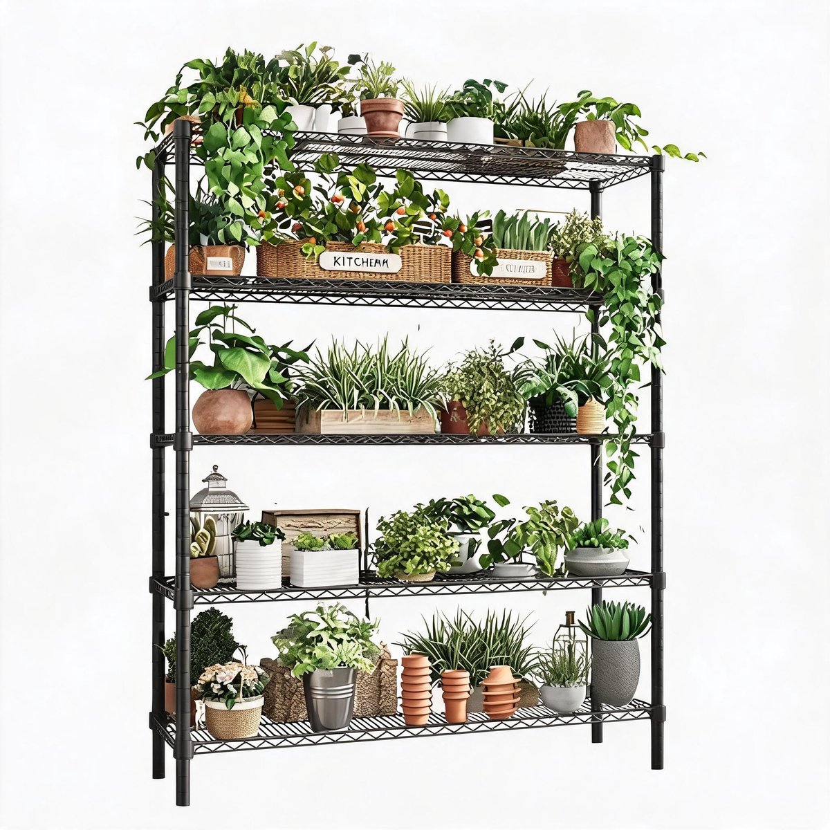 Verstelbaar 5-Laags Staalrek - Zwart Multifunctioneel Opbergrek - 120*45*183 cm - 1500KG capaciteit voor huis en bedrijf