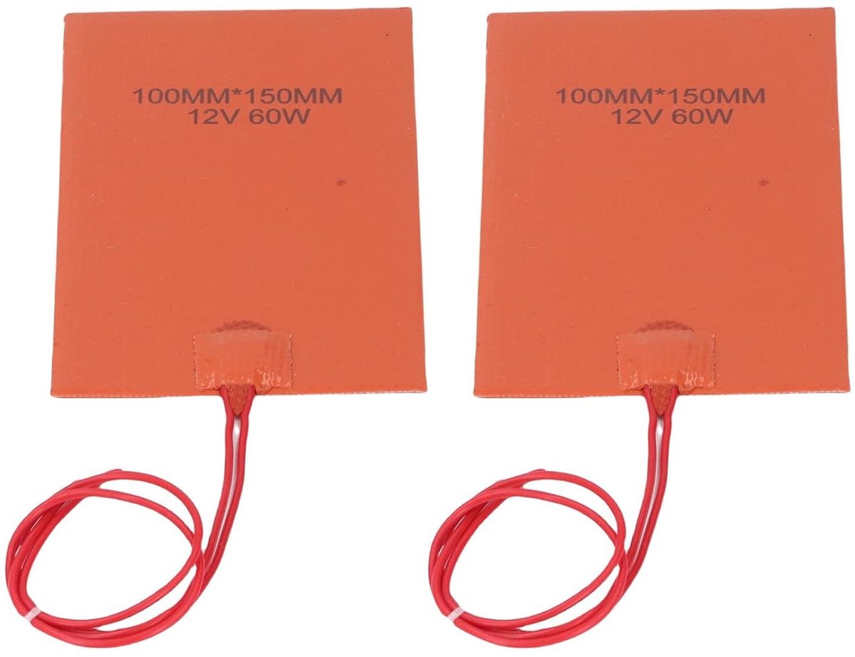 SnelShoppen - 2 Stuks Silicone Rubber Verwarmingsmat, 60W 120-150℃ Flexibele Elektrische Verwarmingsdeken voor Industrieel Gebruik, Rubber Verwarmings