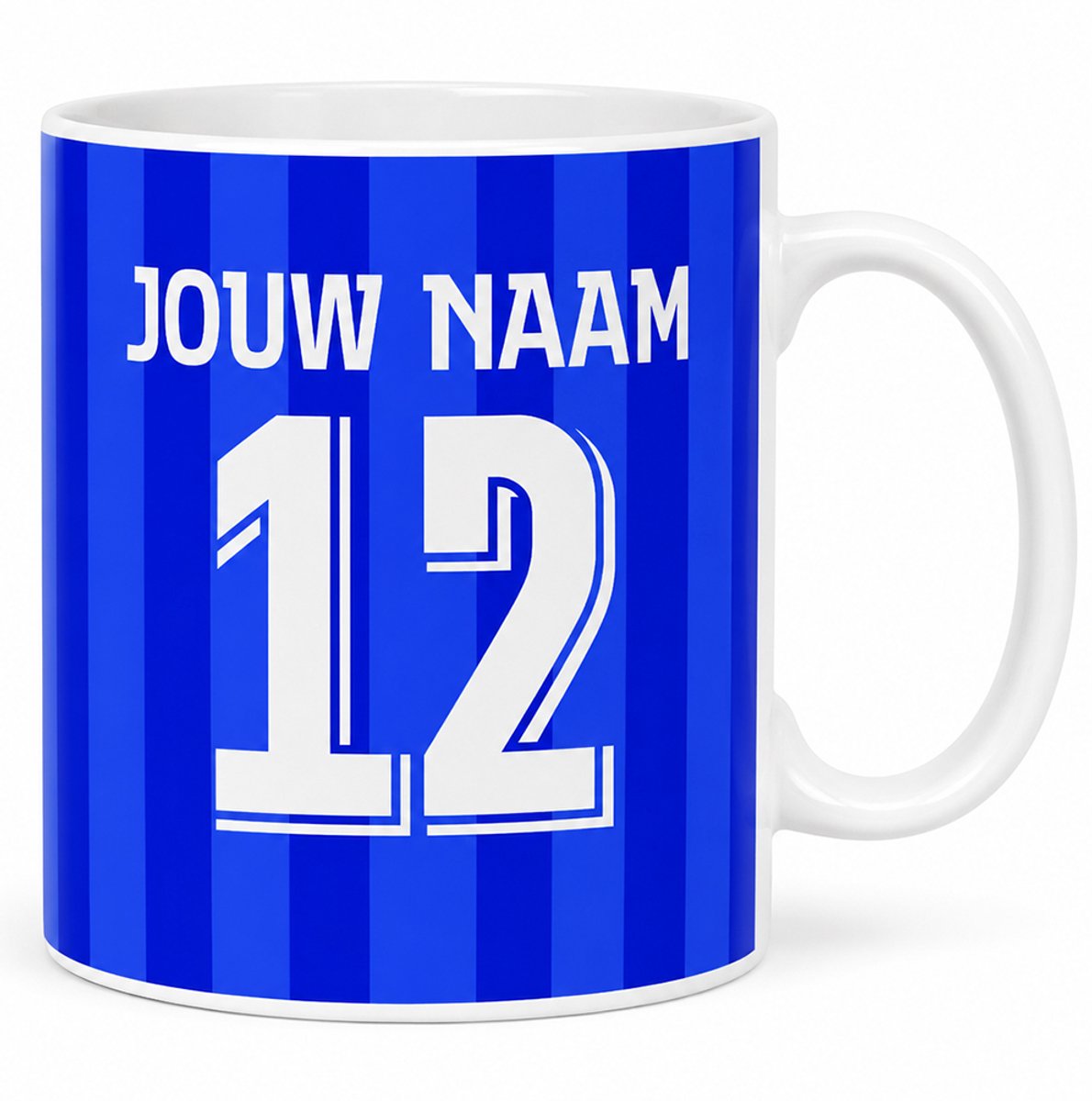 Voetbalmok Power Collection – Kleur Blauw – Gepersonaliseerde Mok met Naam en Rugnummer – Voetbal Mok – 325 ml