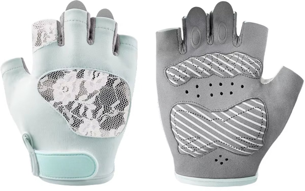 Fitness Handschoenen Dames – Ademende Antislip Handschoenen voor Sportschool, Workout, Gewichtheffen, Krachttraining & Fitness - Blauw - Maat L