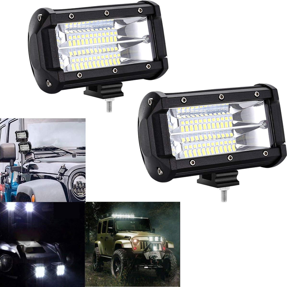 Froadp 72W LED-werklamp Koplamp Spot Floodlight Offroad-werklamp IP67 Waterdicht 10-30V 6000K Voor vrachtwagens UTV SUV (6 x 72W) Koud wit