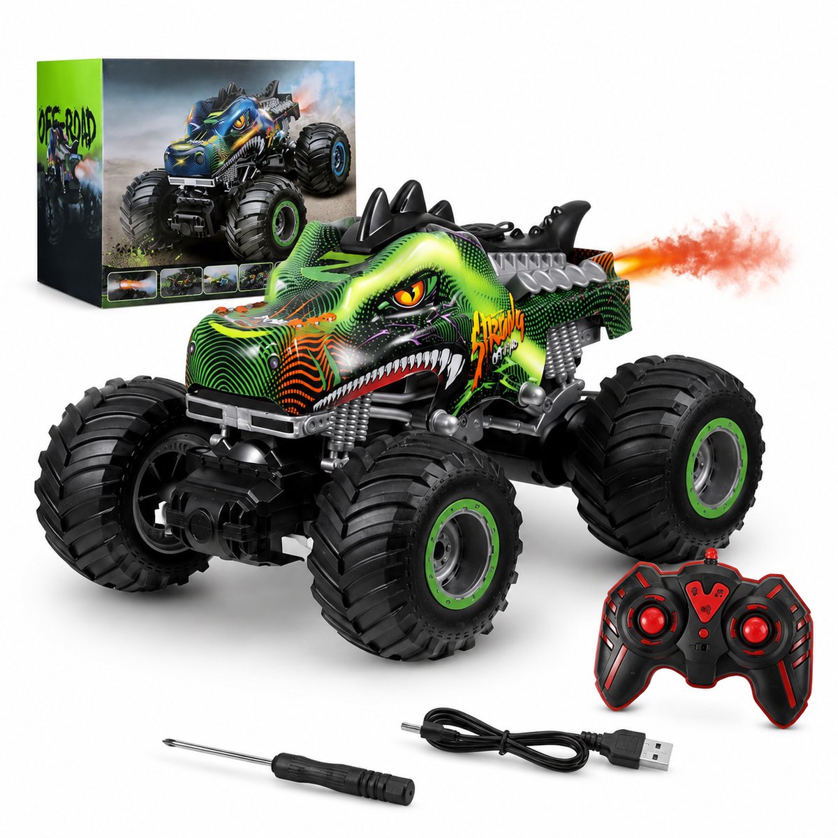 Sogiol® RC Voertuigen - Bestuurbare RC Auto - Dinosaurus Monster Truck - Met LED & Geluid - Speelgoed Autos Jongens