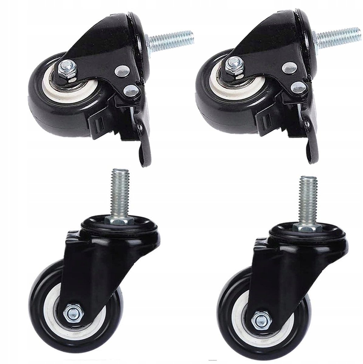 Zwarelast Zwenkwielen - Meubelwielen - 4 Stuks - Ø 40 mm - RubberenWiele - 2 met Rem - Verzinkt Staal - Reservewielen Meubelroller - Voor Meubels en Karren