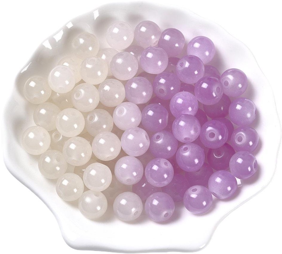 UV Kleurveranderende Glaskralen - Wit naar Paars bij Zonlicht - Lichtgevoelige Kralen voor DIY Sieraden Maken - Creatieve Hobby Accessoires - Glaskralen Navulset - Kralen Set - DIY kralen - 10mm