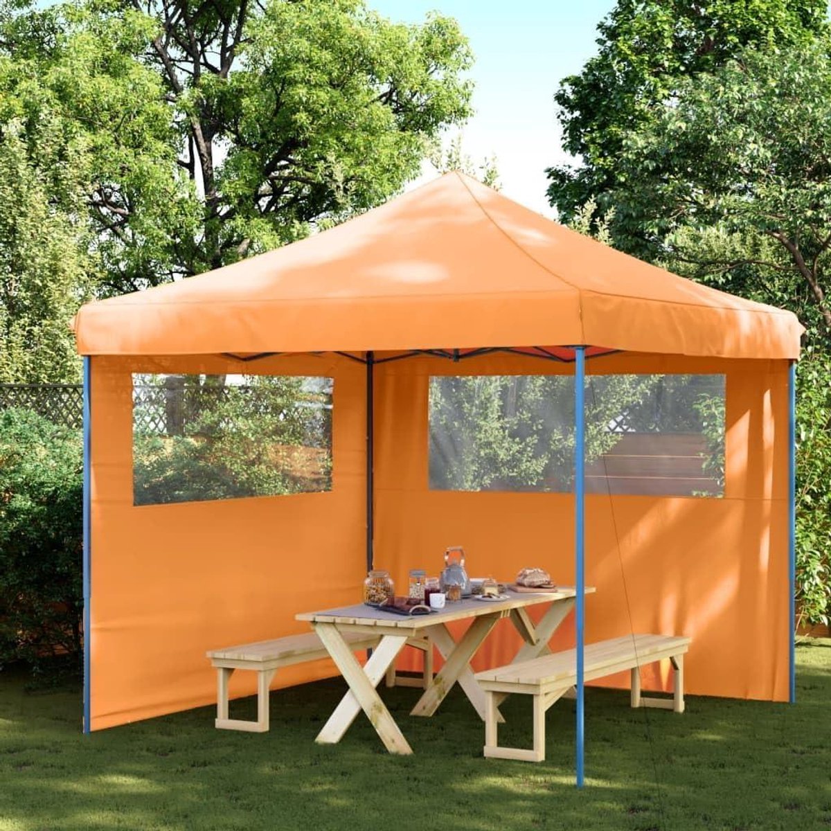 Pop-up Partytent - Opvouwbare Tent - Feesten Buiten - Met Zijwanden - 292 x 292 x 315 cm - Oranje