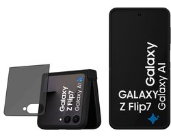 Technow hoesje + Privé Screenprotector geschikt voor Samsung Galaxy Z Flip 8 / Flip 7 – Privacy Tempered Glass - Back Case - Cover - Zwart