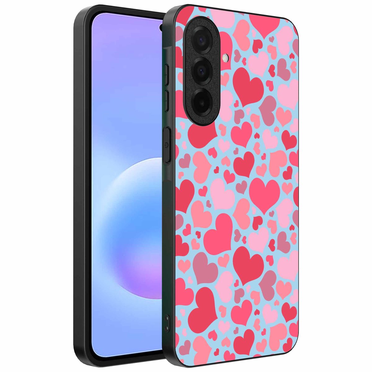 Geschikt voor Samsung Galaxy A57 Telefoonhoesje met Hartjes Print - Hearts Design TPU Backcover Case - Kinder Hoesje met Hartjes Design - Smartphonica geschikt voor Samsung Galaxy A57