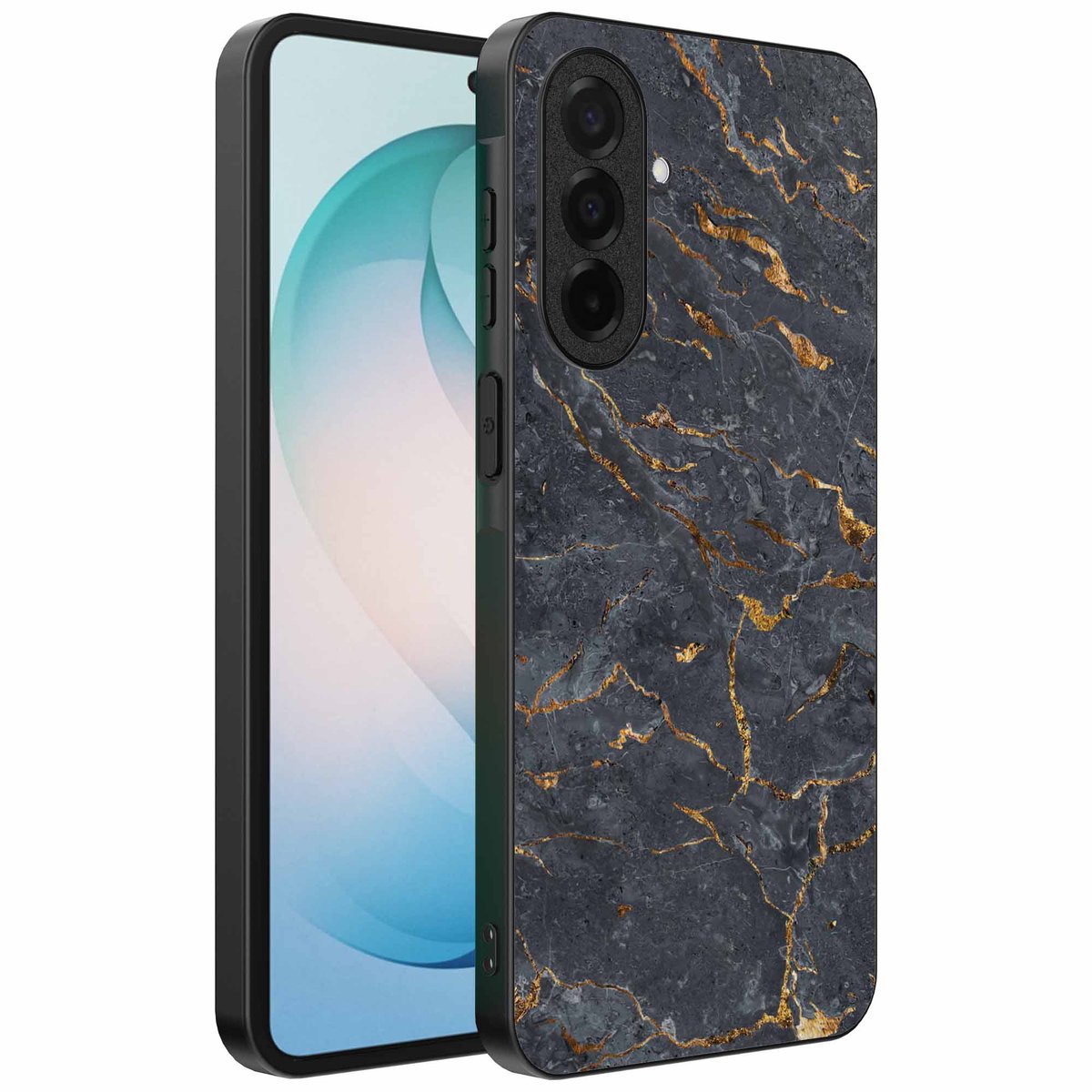 Geschikt voor Samsung Galaxy S26 Plus Telefoonhoesje met Grijs Goud Marmer Opdruk - TPU Backcover Case Grey Gold Marble Design - Grijs Goud - Smartphonica geschikt voor Samsung Galaxy S26 Plus